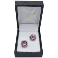 MilanoMensWear AC GOLD/PINK ROUND CRYSTAL CUFF LINKS