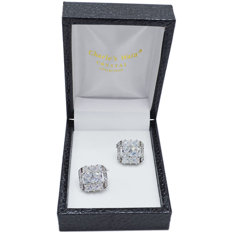 MilanoMensWear AC CRYSTAL ROUND CRYSTAL CUFF LINKS