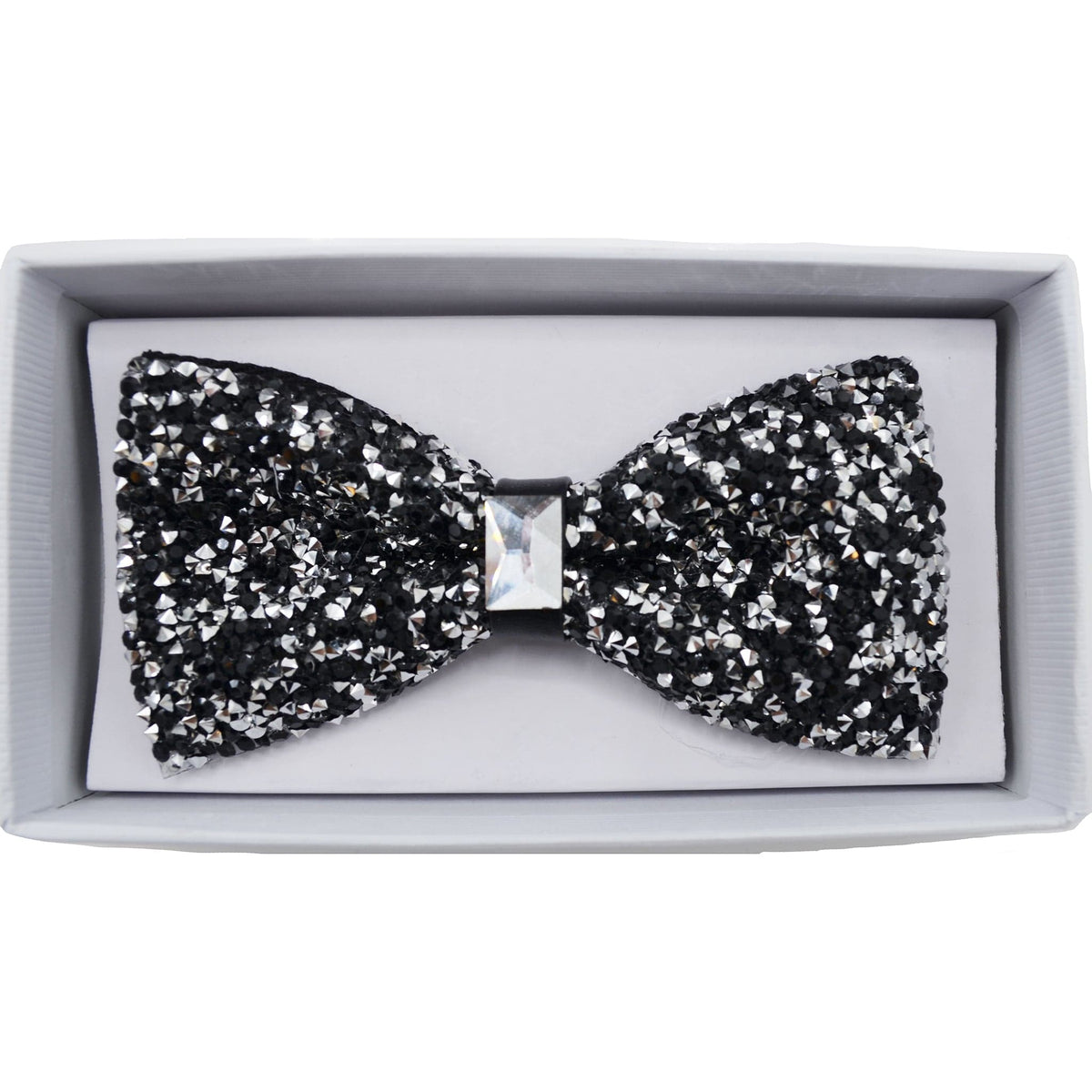 MilanoMensWear BT SILVER/BLK SPECIAL OCASSION BOWTIE