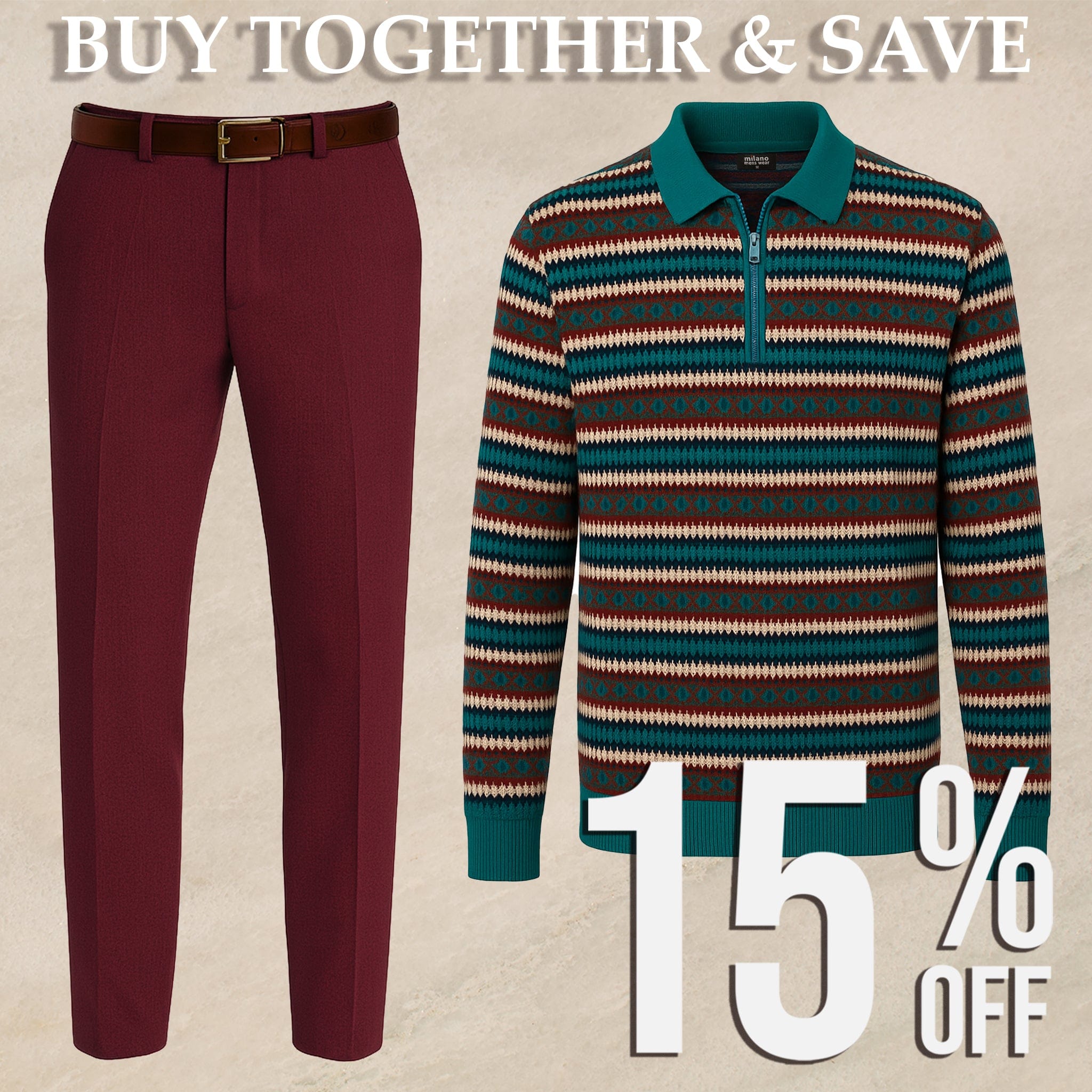 MilanoMensWear BUNDLE:BURG//GREEN