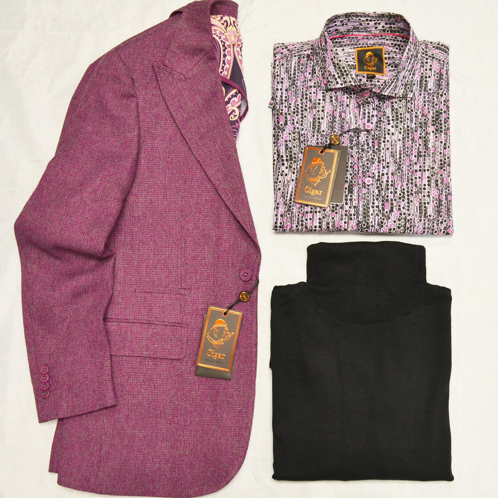 MilanoMensWear BUNDLE/MAGENTA BLAZER & SHIRT