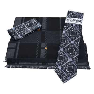 MilanoMensWear GIFT SET SILV/BLK GIFT SET/Scarf &Tie Set