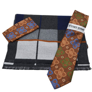 MilanoMensWear GIFT SET BROWN GIFT SET/Scarf &Tie Set