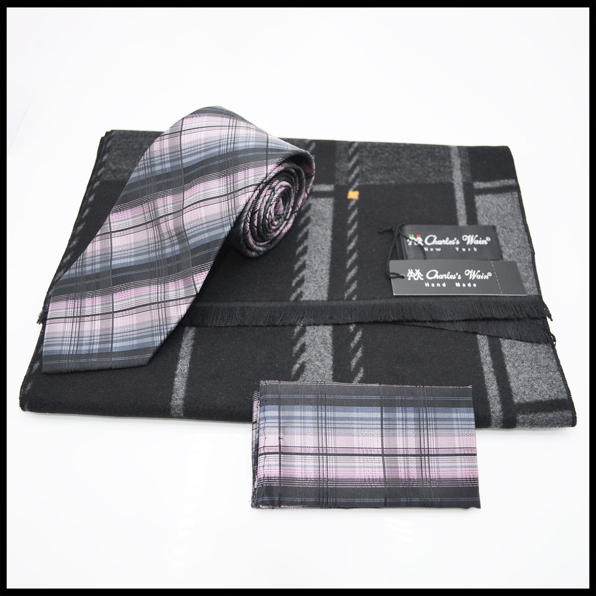 MilanoMensWear GIFT SET SCARF WITH TIE/HANKEY SET