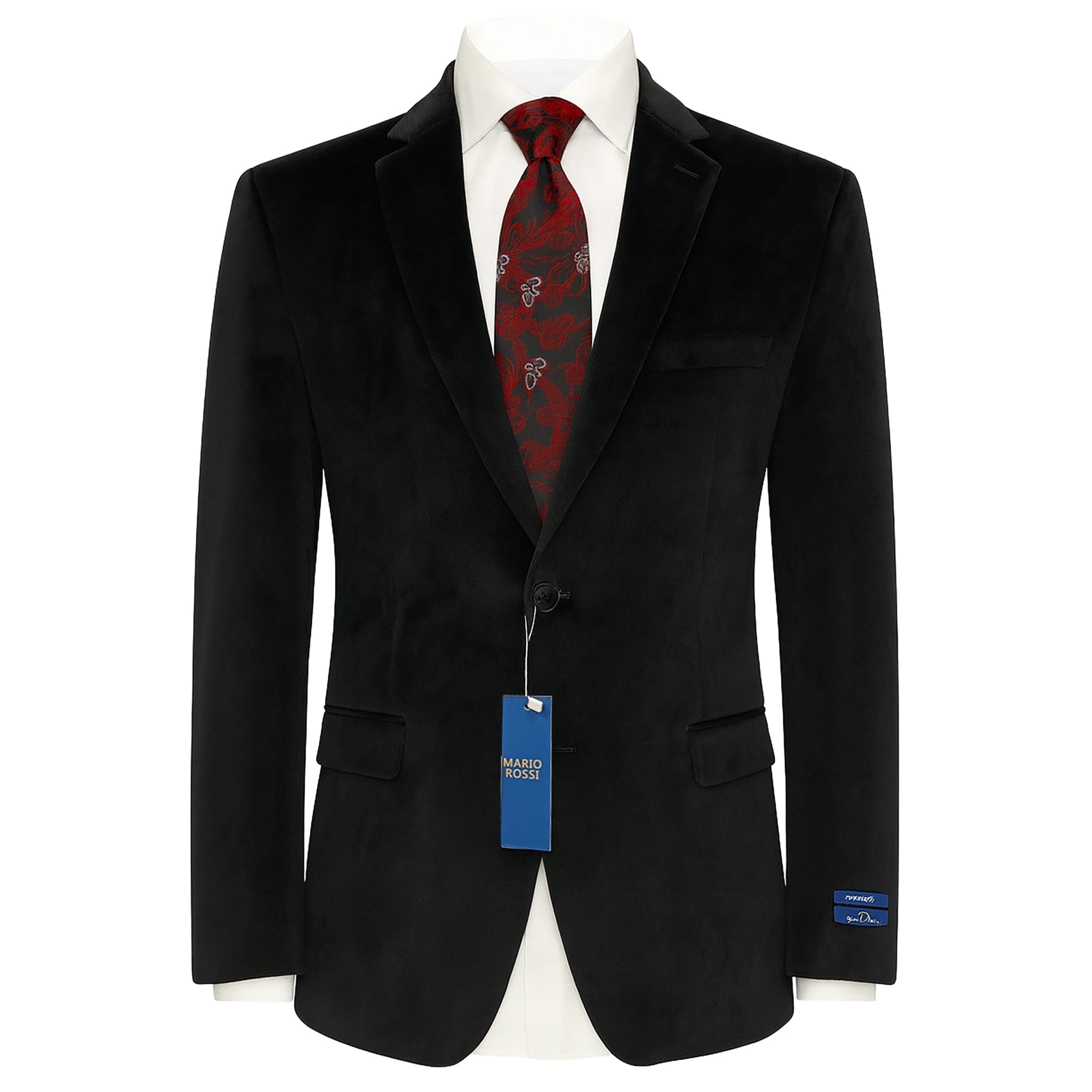 MilanoMensWear J CF BLACK / 40 REG Men’s Velvet Single-Breasted Blazer