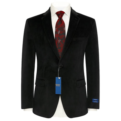 MilanoMensWear J CF BLACK / 40 REG Men’s Velvet Single-Breasted Blazer