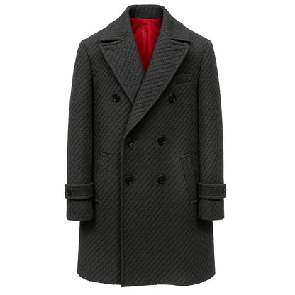MilanoMensWear O C BLACK / M CRG DOUBLE BREASTED OVERCOAT/TC-1481