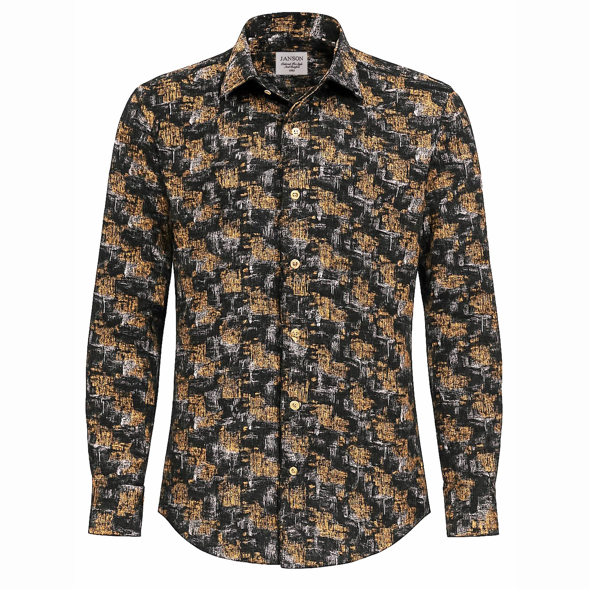 MilanoMensWear S AL M Janson Sport Shirt-100% Cotton Satin Finish, European Made