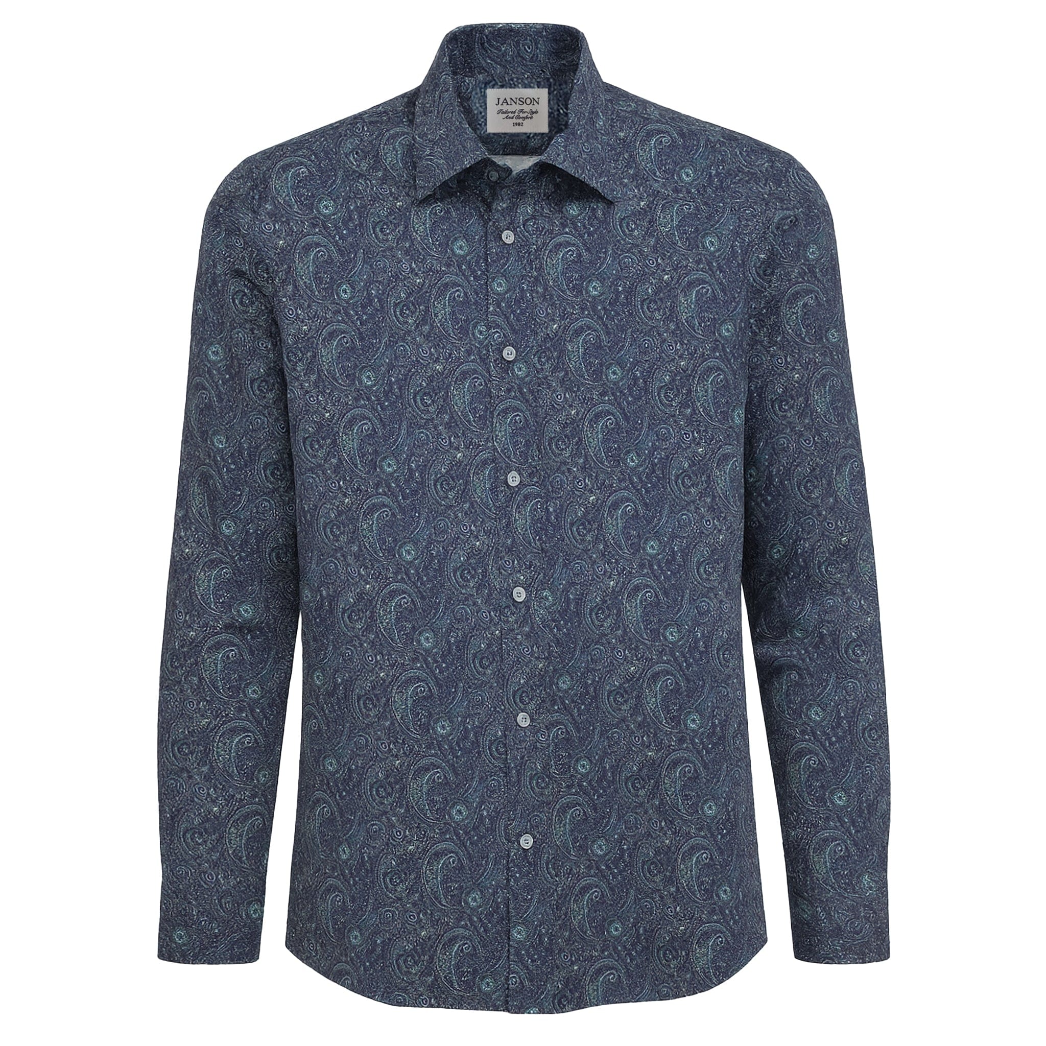 MilanoMensWear S AL M Janson Sport Shirt-100% Cotton Satin Finish, European Made