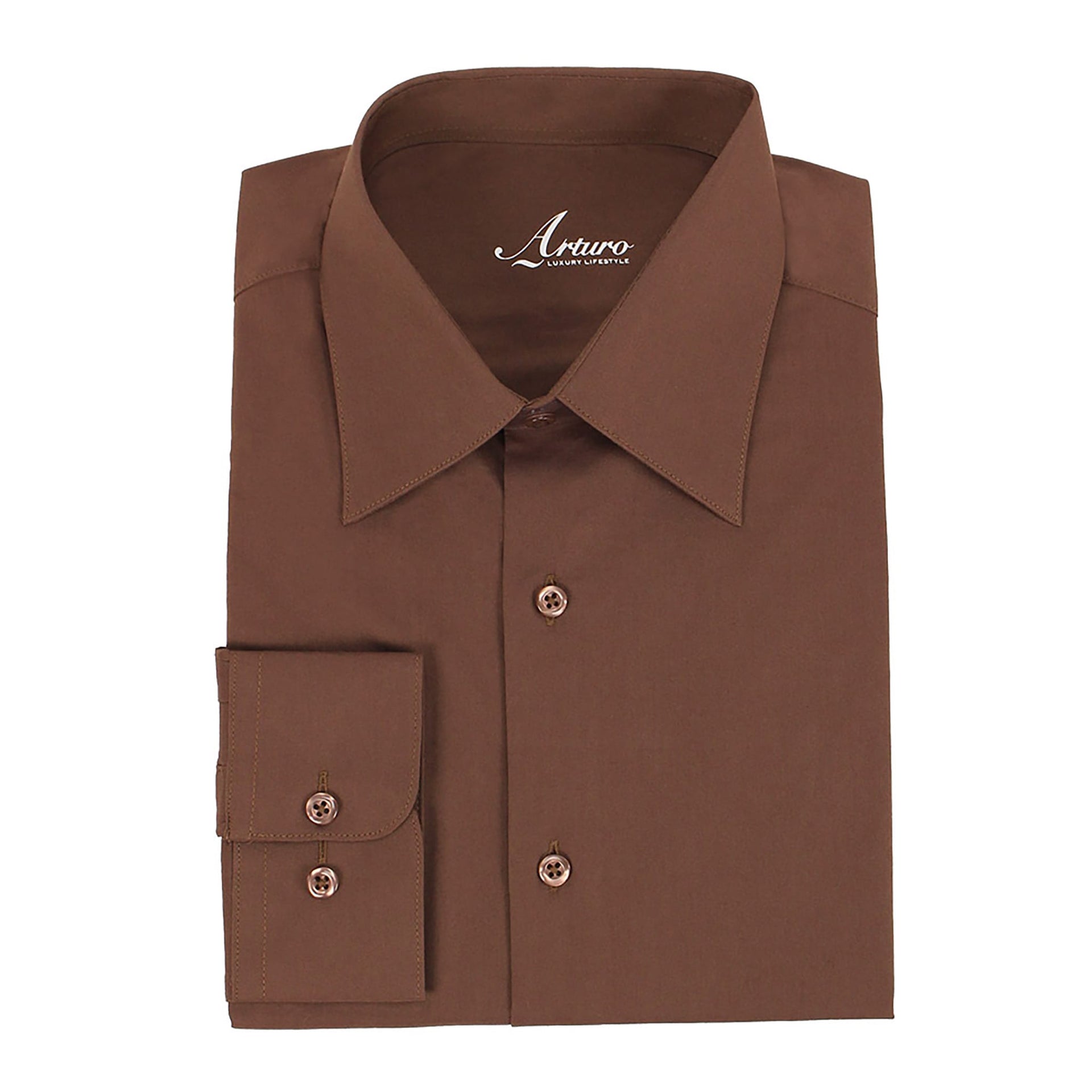 DRESS SHIRT 36/37 BROWN / 16.5