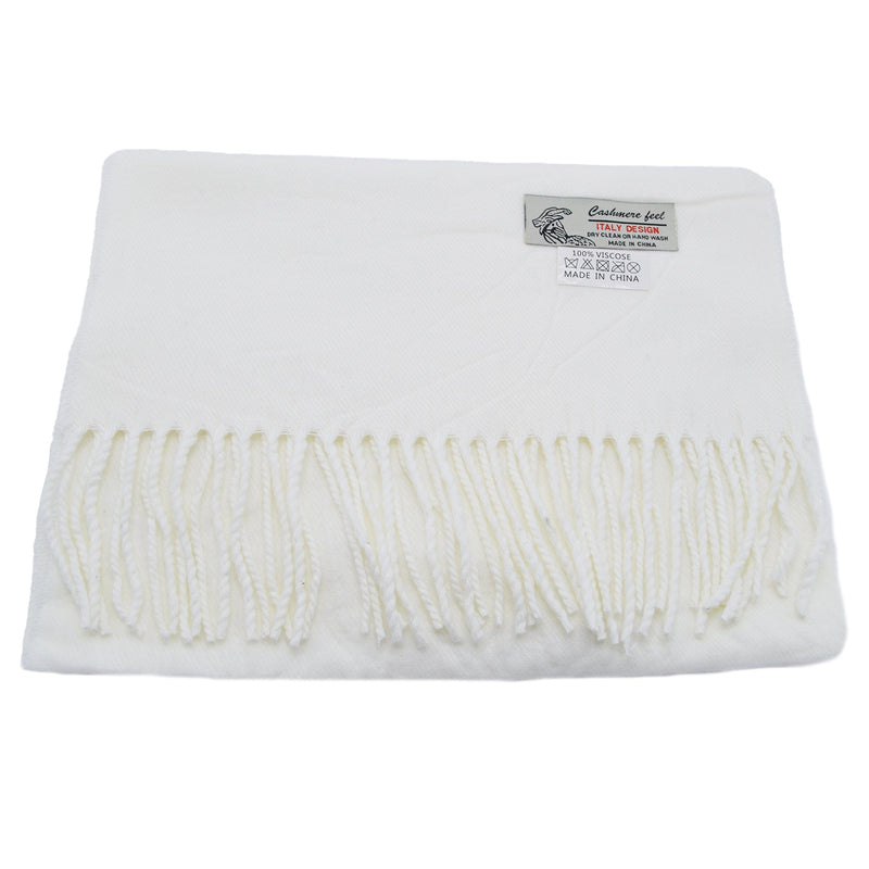 MilanoMensWear SCARVES WHITE CASHMERE FEEL SCARF