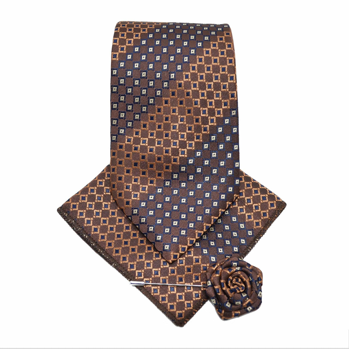 MilanoMensWear TIE/HANKT WITH FLOWER PIN/FANCY