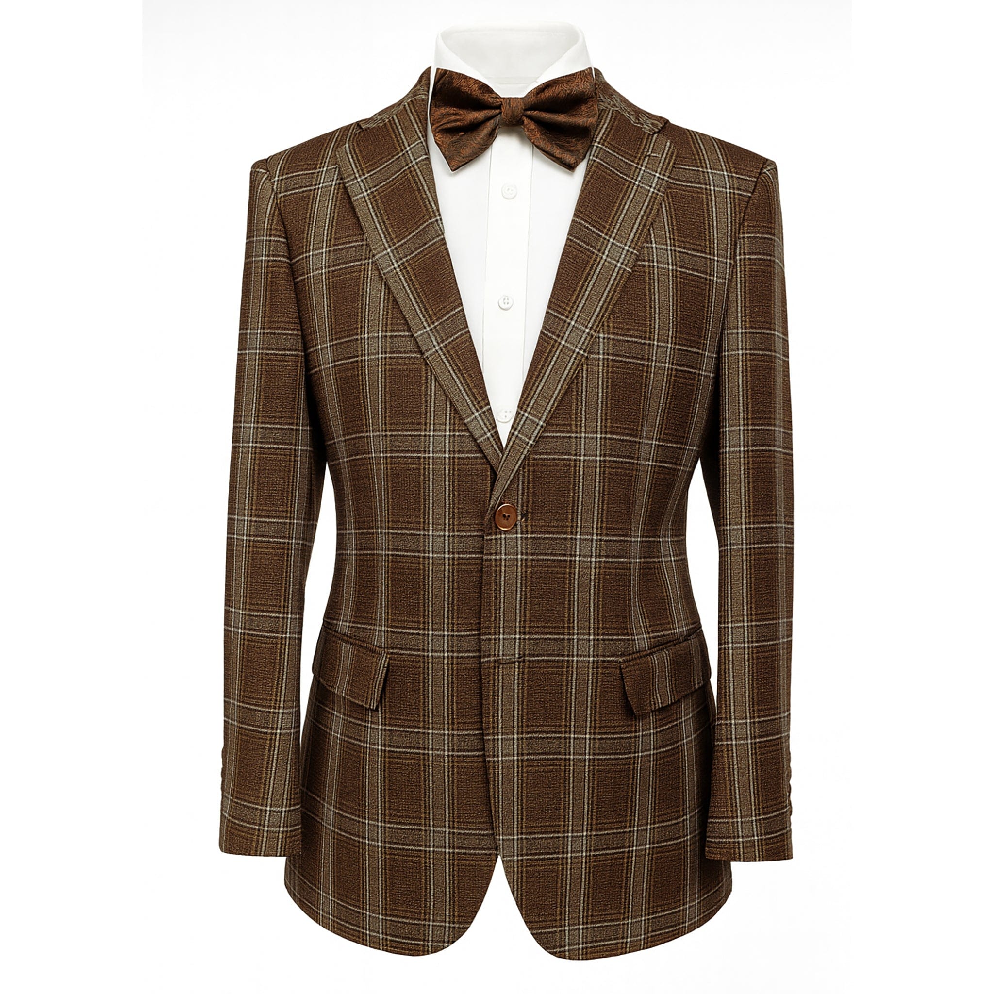 PHITA INTERNATIONAL CORP J CF BROWN / MED PHITA Check Pattern Suit Jacket-B6788