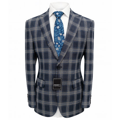 PHITA INTERNATIONAL CORP J CF NAVY / MED PHITA Check Pattern Suit Jacket-B6788