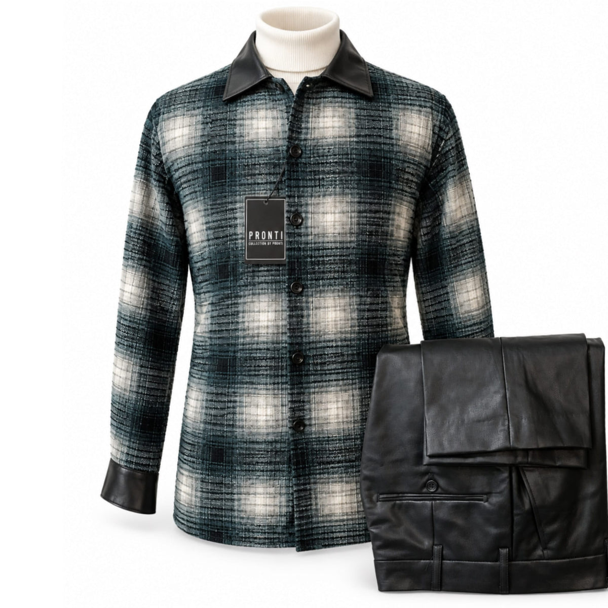 PHITA INTERNATIONAL CORP O F L BLACK / MED Pronti Men’s Plaid Walking Suit-Sp8202