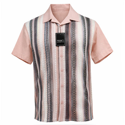 PHITA INTERNATIONAL CORP O F S PRONTI Mauve Striped Short Sleeve Walking Suit for Men /Sp8609