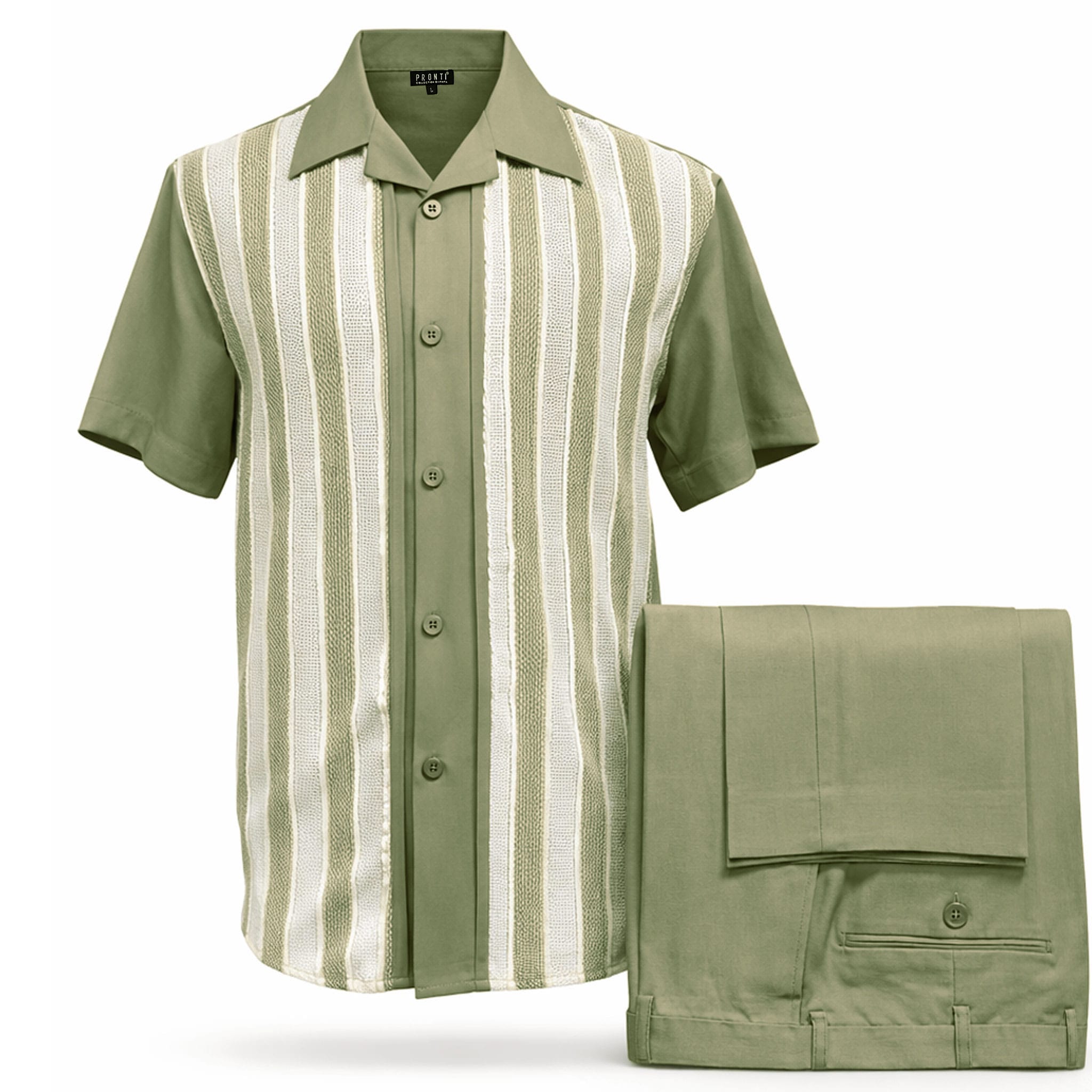 PHITA INTERNATIONAL CORP O F S SAGE / SM Pronti Striped Two-Piece Short Sleeve Walking Suit Set/Sp8607