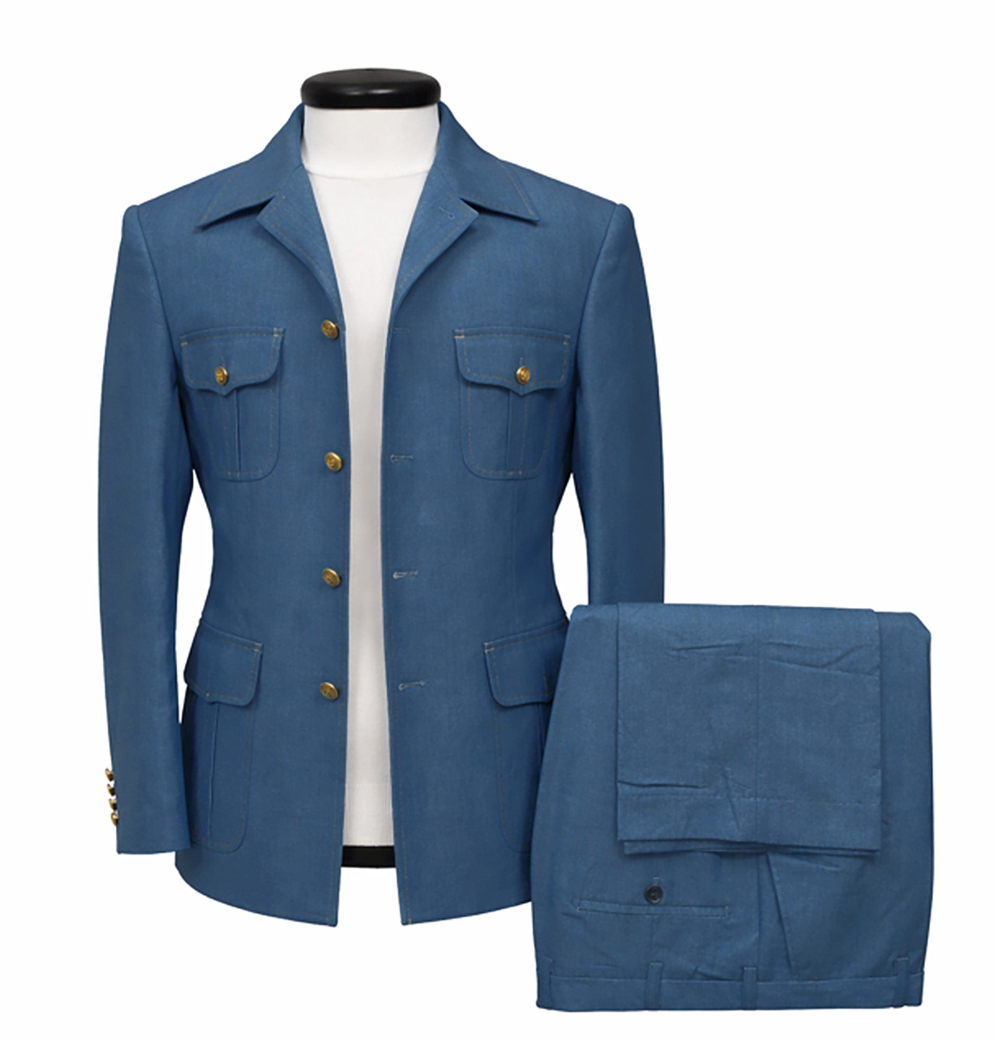 PHITA INTERNATIONAL CORP O F S BLUE / 36R PRONTI Tailored Safari Walking Suit for Men/Bp8104