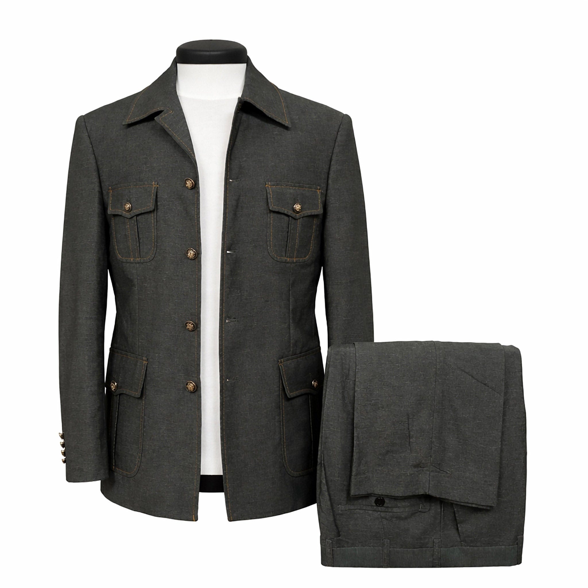 PHITA INTERNATIONAL CORP O F S BLACK / 36R PRONTI Tailored Safari Walking Suit for Men/Bp8104