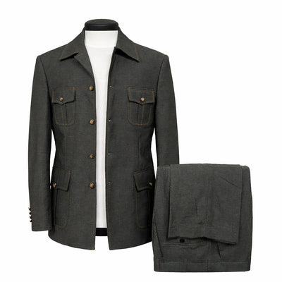 PHITA INTERNATIONAL CORP O F S BLACK / 36R PRONTI Tailored Safari Walking Suit for Men/Bp8104