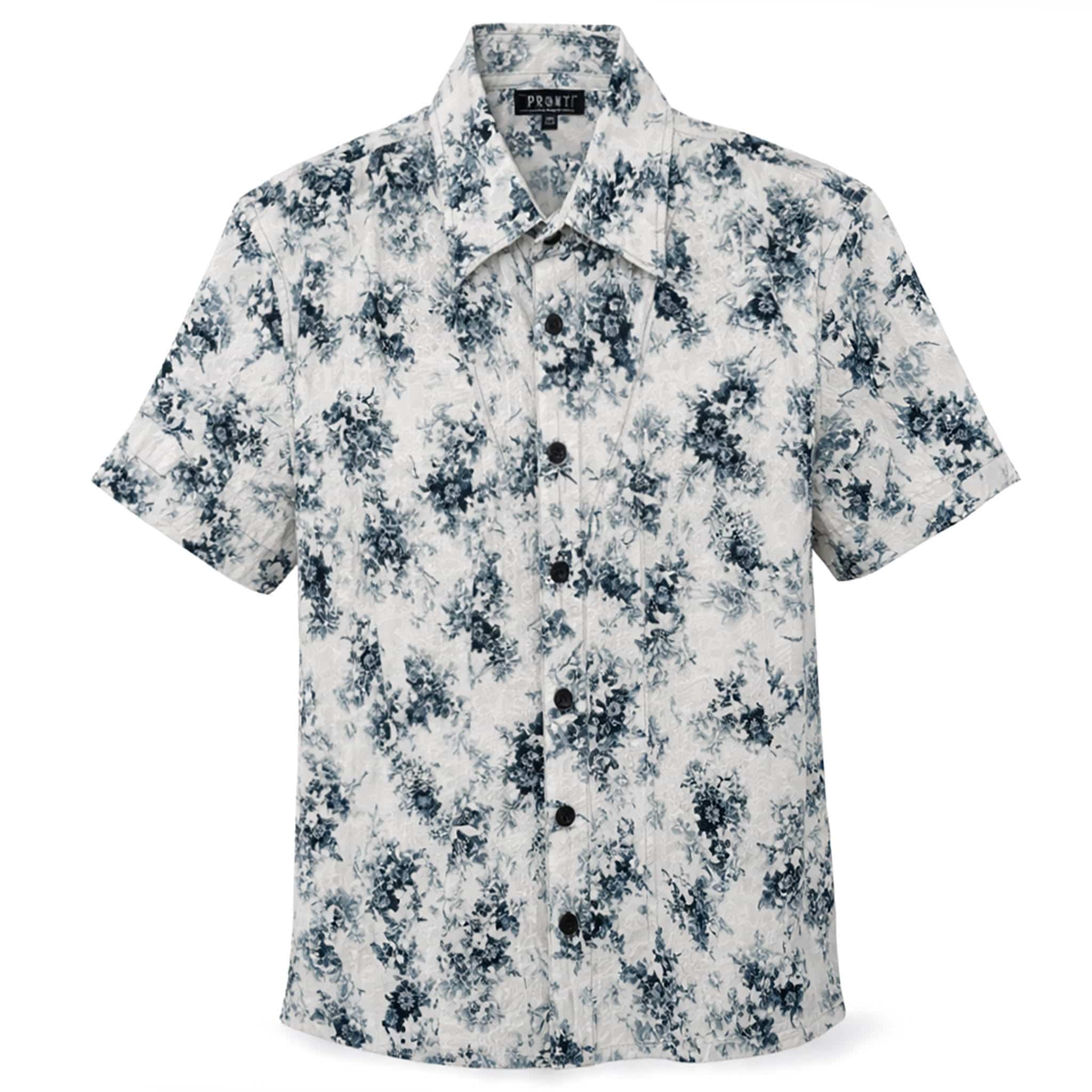 PHITA INTERNATIONAL CORP S A S GRAY / SM PRONTI Floral Textured Short Sleeve Shirt for Men/S8702