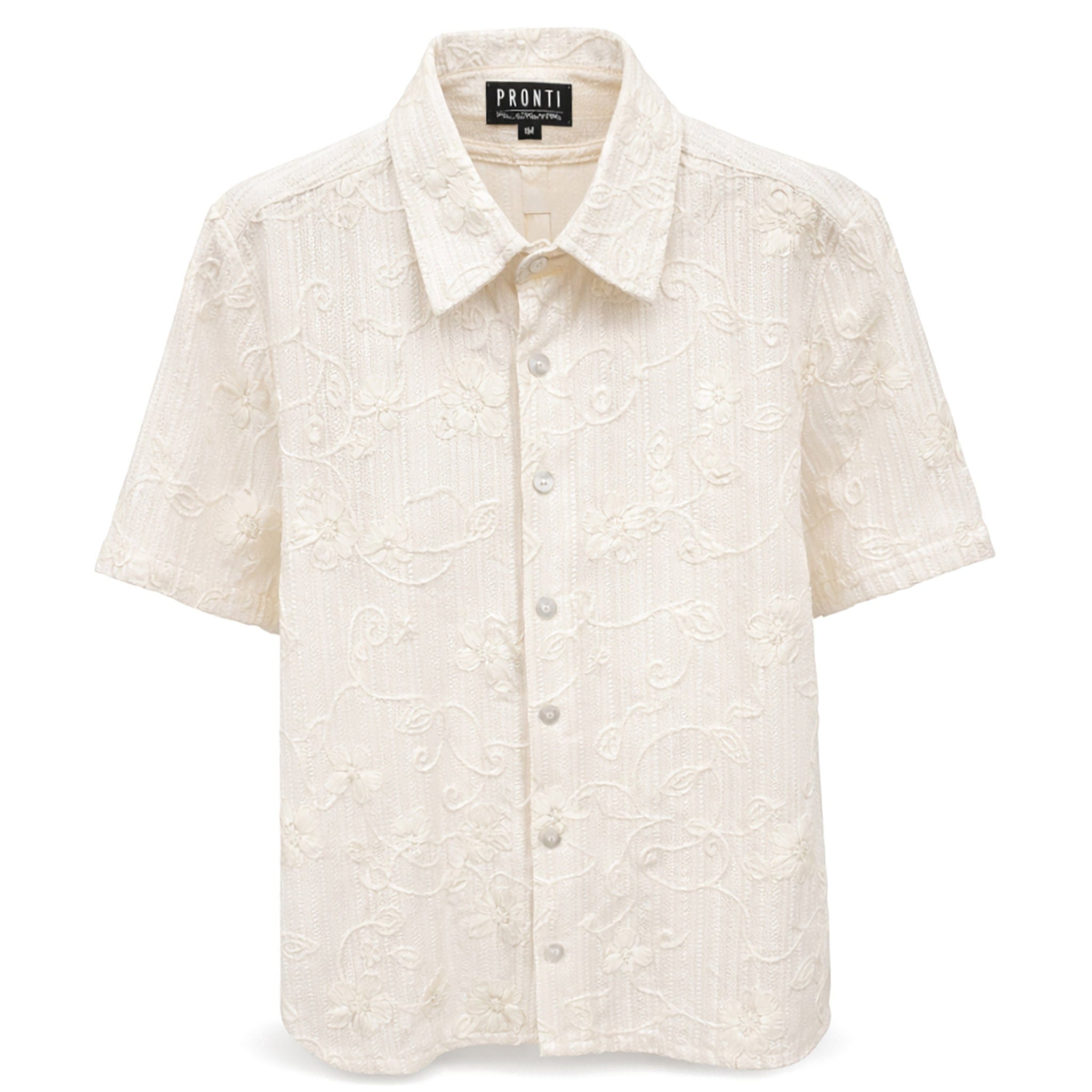 PHITA INTERNATIONAL CORP S A S NATURAL / SM PRONTI Textured Floral Short Sleeve Shirt for Men /S1951