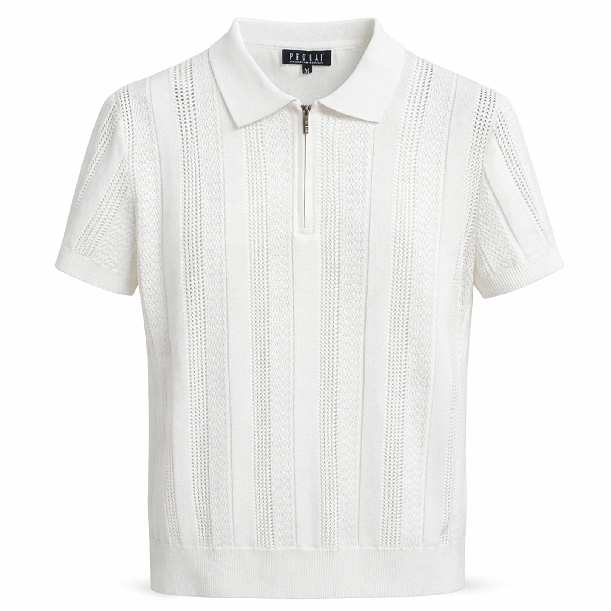 PHITA INTERNATIONAL CORP T P S WHITE / SM Phita Pronti Short Sleeve Knit Polo Zip Shirt for Men-K2033