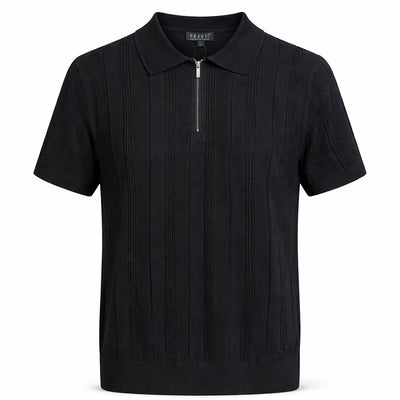 PHITA INTERNATIONAL CORP T P S BLACK / SM Phita Pronti Short Sleeve Knit Polo Zip Shirt for Men-K2033