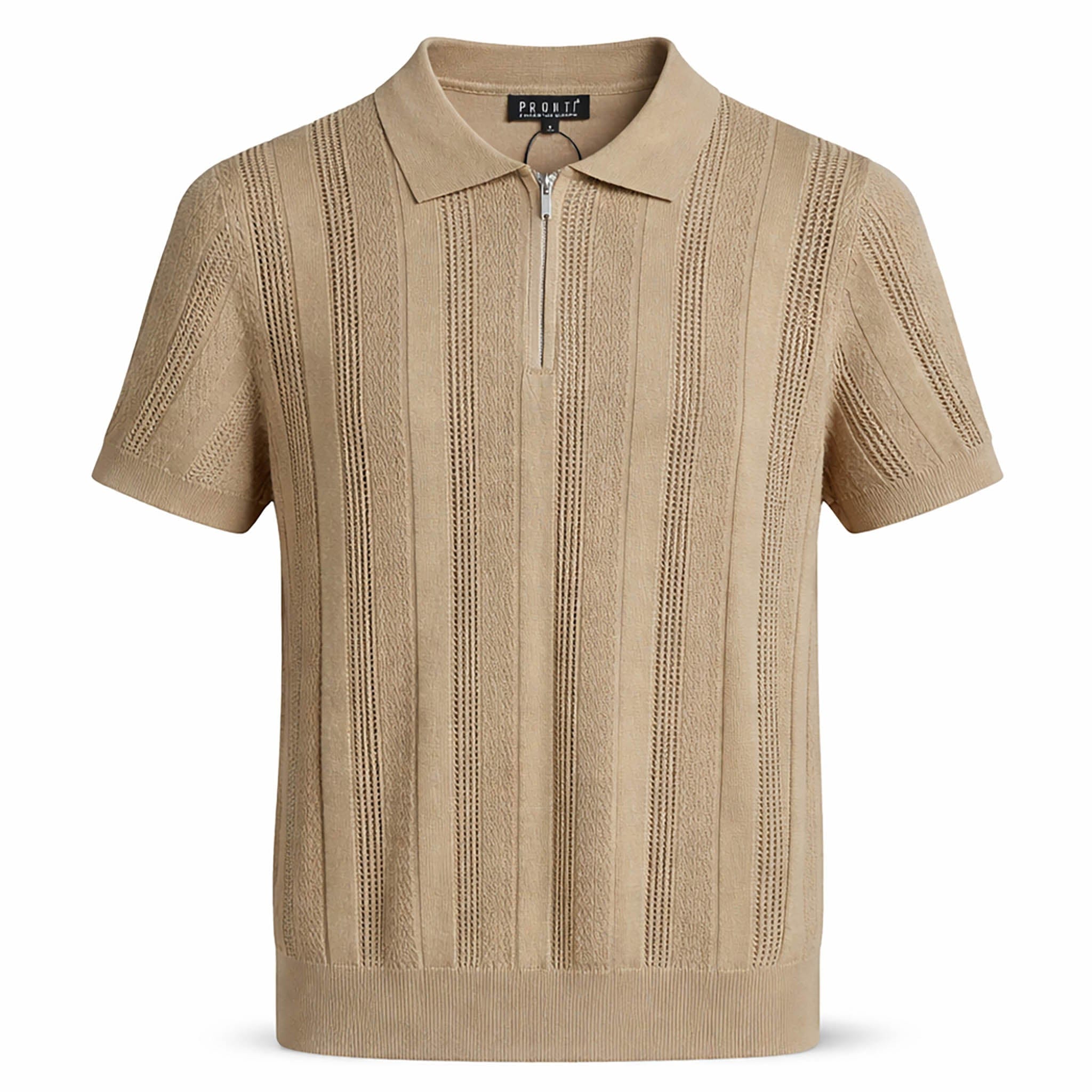 PHITA INTERNATIONAL CORP T P S SHELL / SM Phita Pronti Short Sleeve Knit Polo Zip Shirt for Men-K2033