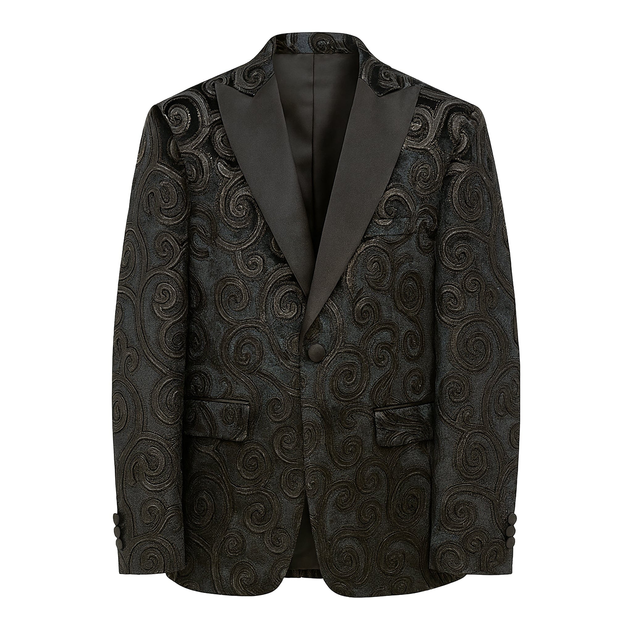 PHITA INTERNATIONAL CORP X JS BLACK / 38 REG Black Swirl Jacquard Blazer-B6362
