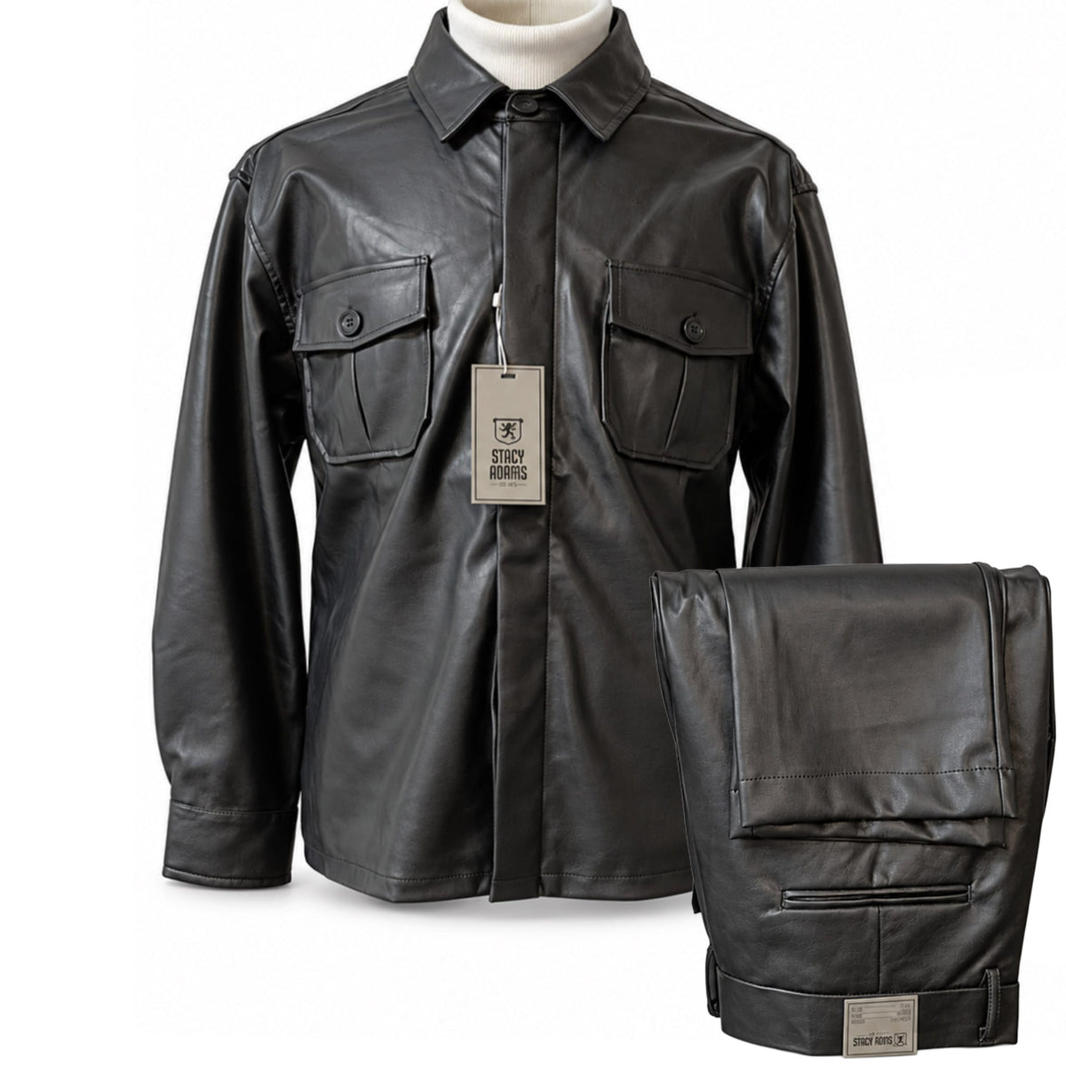 SAFIRE INC.(SILVERSILK) O F L BLACK / M Stacy Adams Men’s Leather Walking Suit- 35102