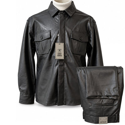 SAFIRE INC.(SILVERSILK) O F L BLACK / M Stacy Adams Men’s Leather Walking Suit- 35102