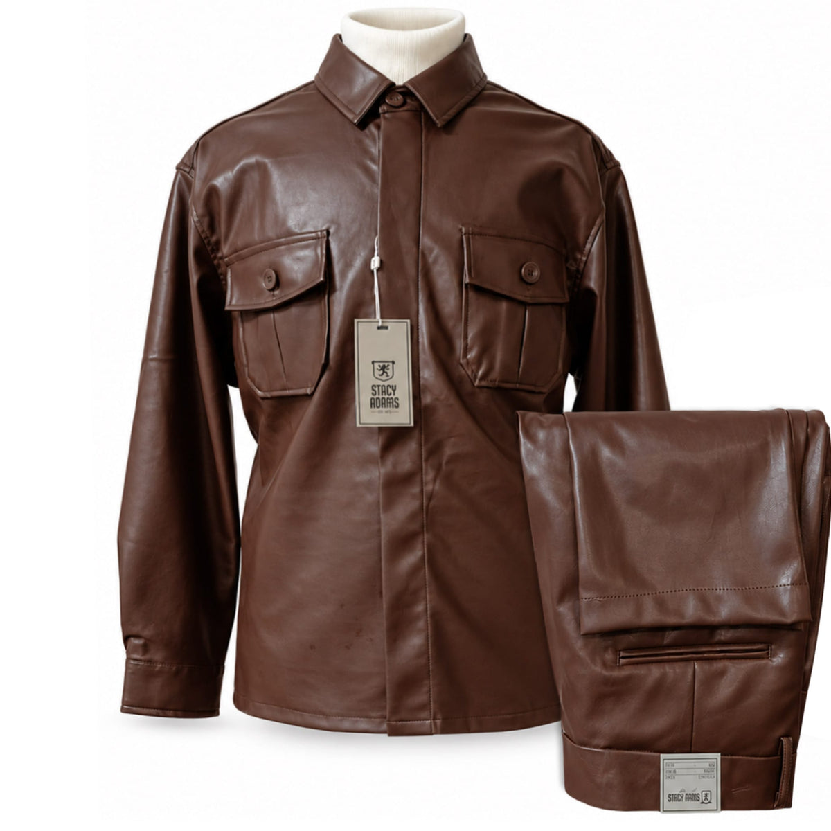 SAFIRE INC.(SILVERSILK) O F L BROWN / M Stacy Adams Men’s Leather Walking Suit- 35102