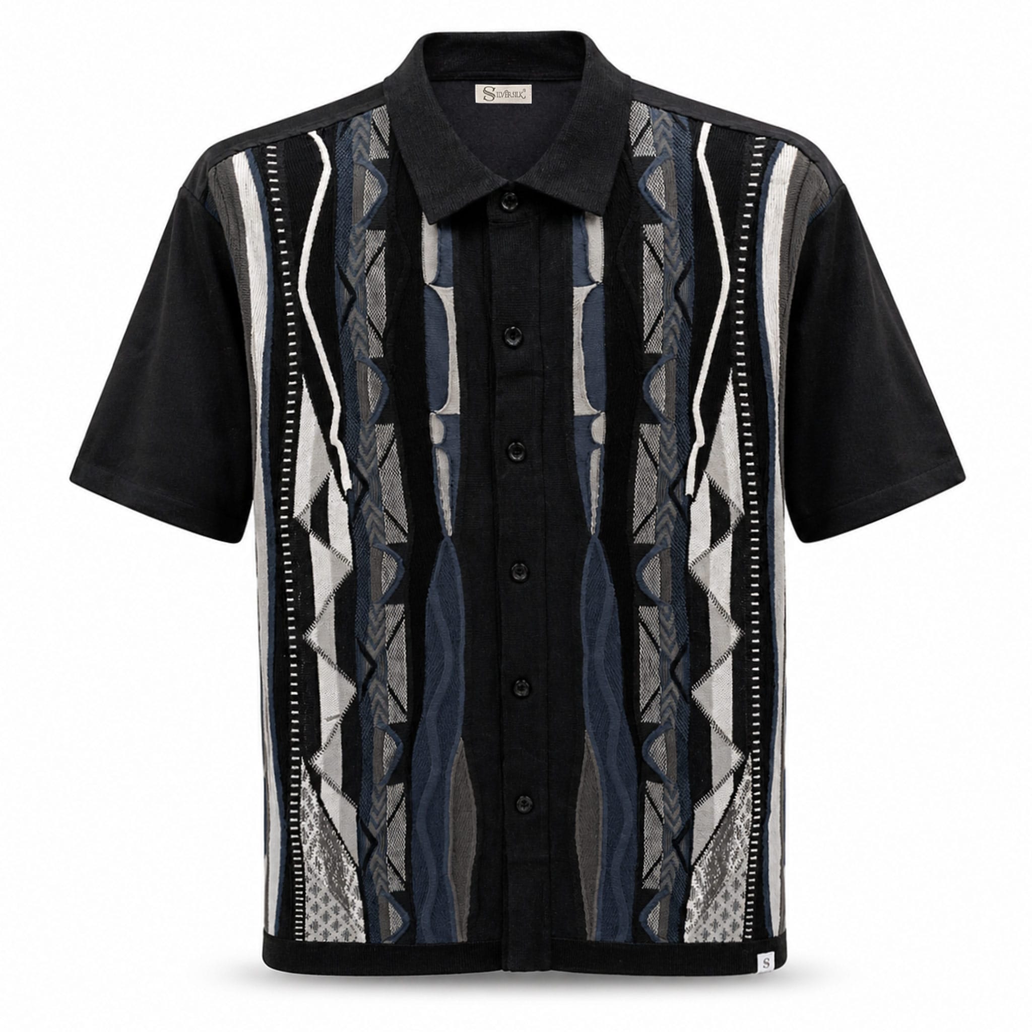 SAFIRE INC.(SILVERSILK) O F S Silversilk Short Sleeve Pattern Shirt and Pants Set for Men-21017