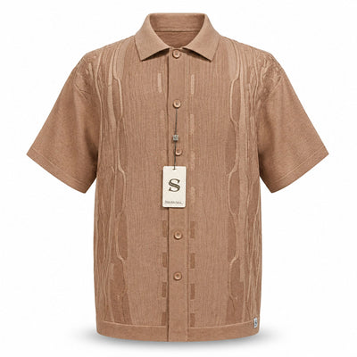 SAFIRE INC.(SILVERSILK) O F S Silversilk Short Sleeve Textured Shirt and Pants Set for Men-21001
