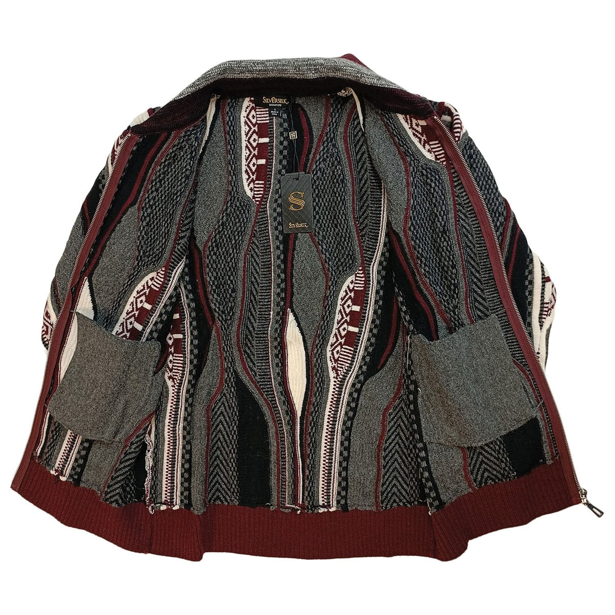SAFIRE INC.(SILVERSILK) T K Men’s Patterned Full-Zip Sweater Jacket 32015