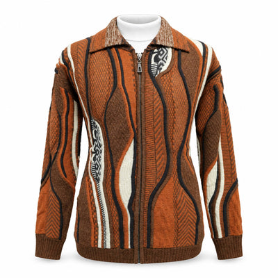 SAFIRE INC.(SILVERSILK) T K RUST / M Men’s Patterned Full-Zip Sweater Jacket 32015