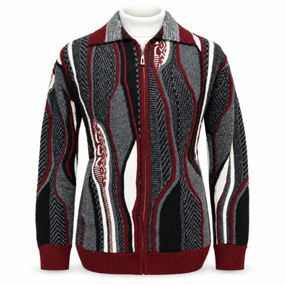 SAFIRE INC.(SILVERSILK) T K GRAY / M Men’s Patterned Full-Zip Sweater Jacket 32015