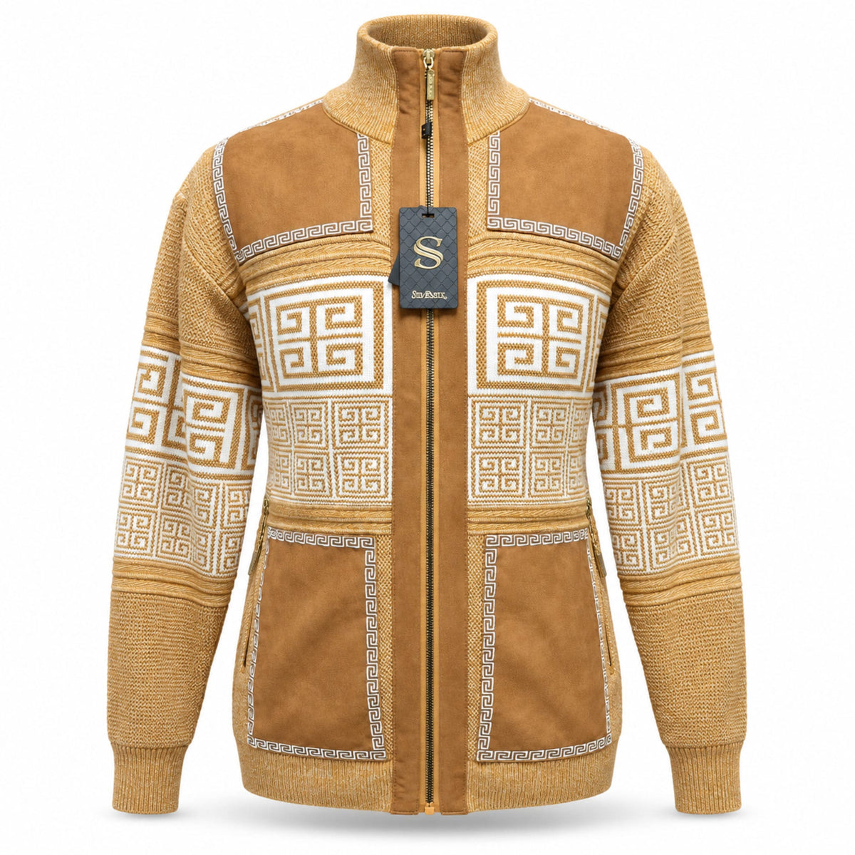 SAFIRE INC.(SILVERSILK) T K GOLD / M SilverSilk Men’s Zip-Front Sweater Jacket – 31003