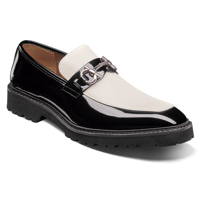 STACY ADAMS SHOE COMPANY F T 111-BK/W / 7.0 Stacy Adams CARABELLO Moc Toe Bit Slip On-25804