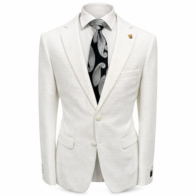 SUSLO COUTURE J C S WHITE / SM SASLU Couture Men’s Textured Blazer – Classic Fit Dress Jacket/Sc601