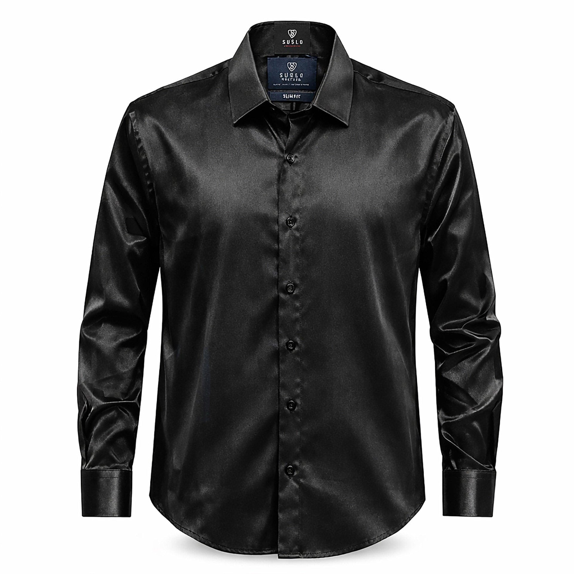 mens black satin dress shirt SUSLO Couture Premium Stretch for Men – Modern Fit/Sc-721 Size:40/30 night dressing. Pink Bachelorette Party Dress pin up style
