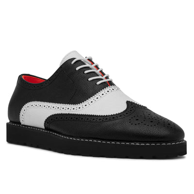 TAYNO DISTRIBUTOR F TC BLACK/WHITE / 9.0 The Priority L TAYNO Leather Lace Up Wingtip Sneaker