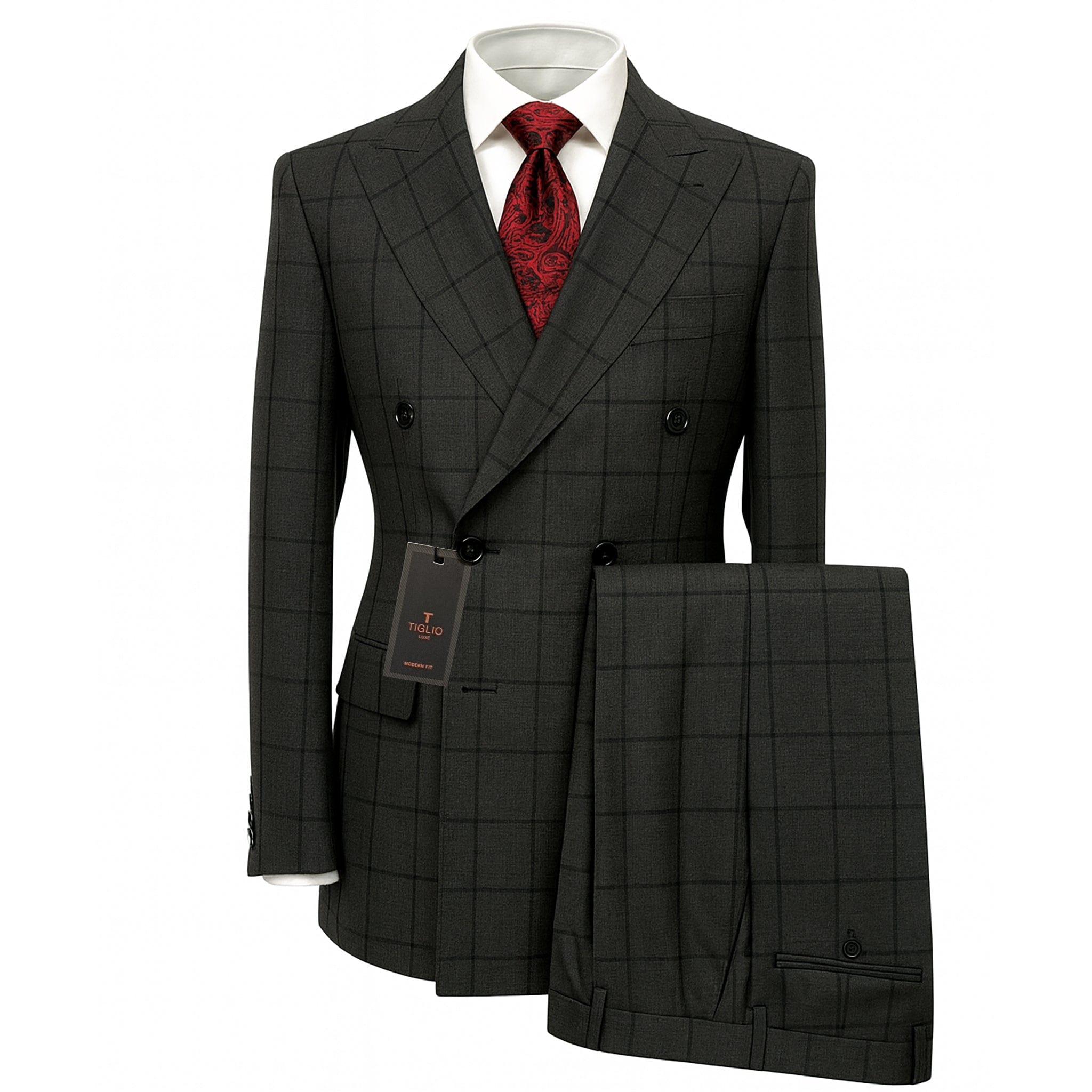 TIGLIO U D TL9127 / 40 REG PISTOIA DOUBLR BREASTED SUIT BY TIGLIO