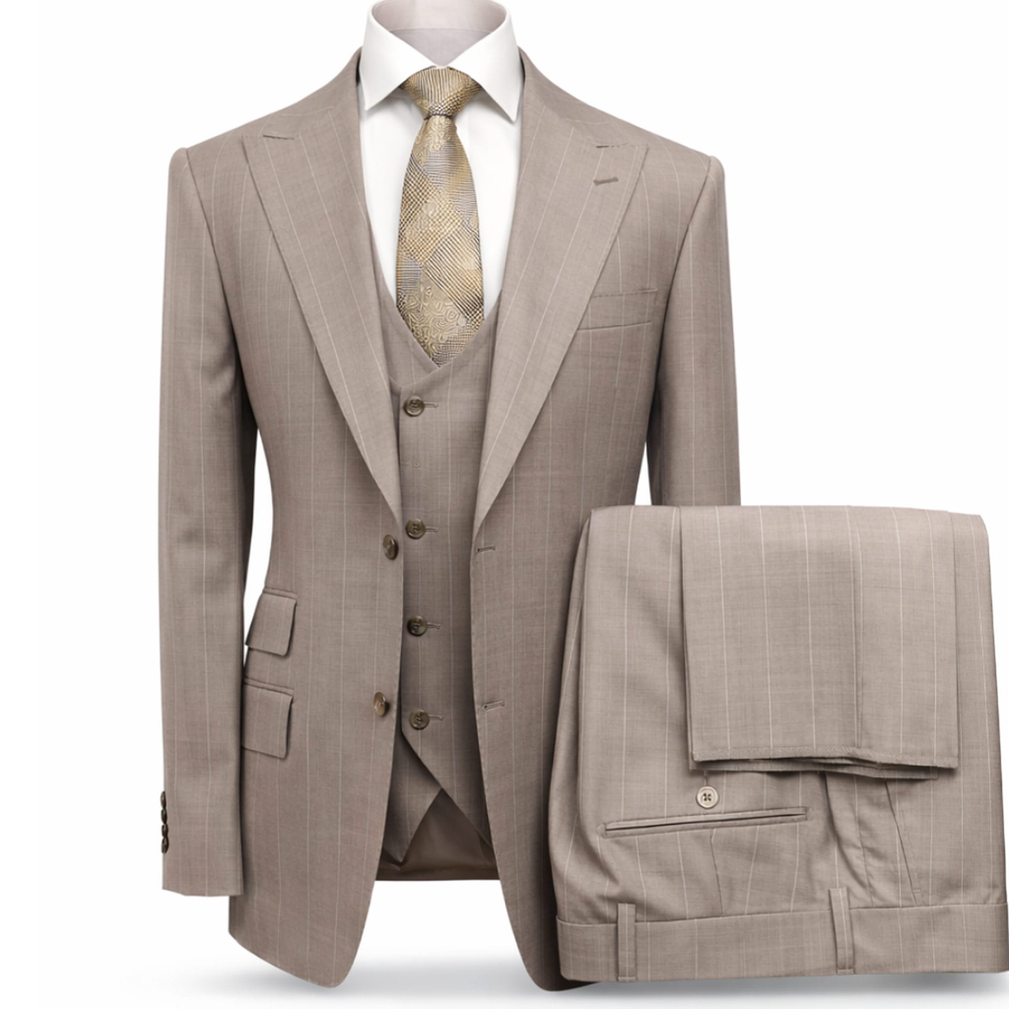 tiglio u sm 26509 / 40 reg prosecco by  tiglio three-piece modern fit suit with peak lapel and flat front pants
