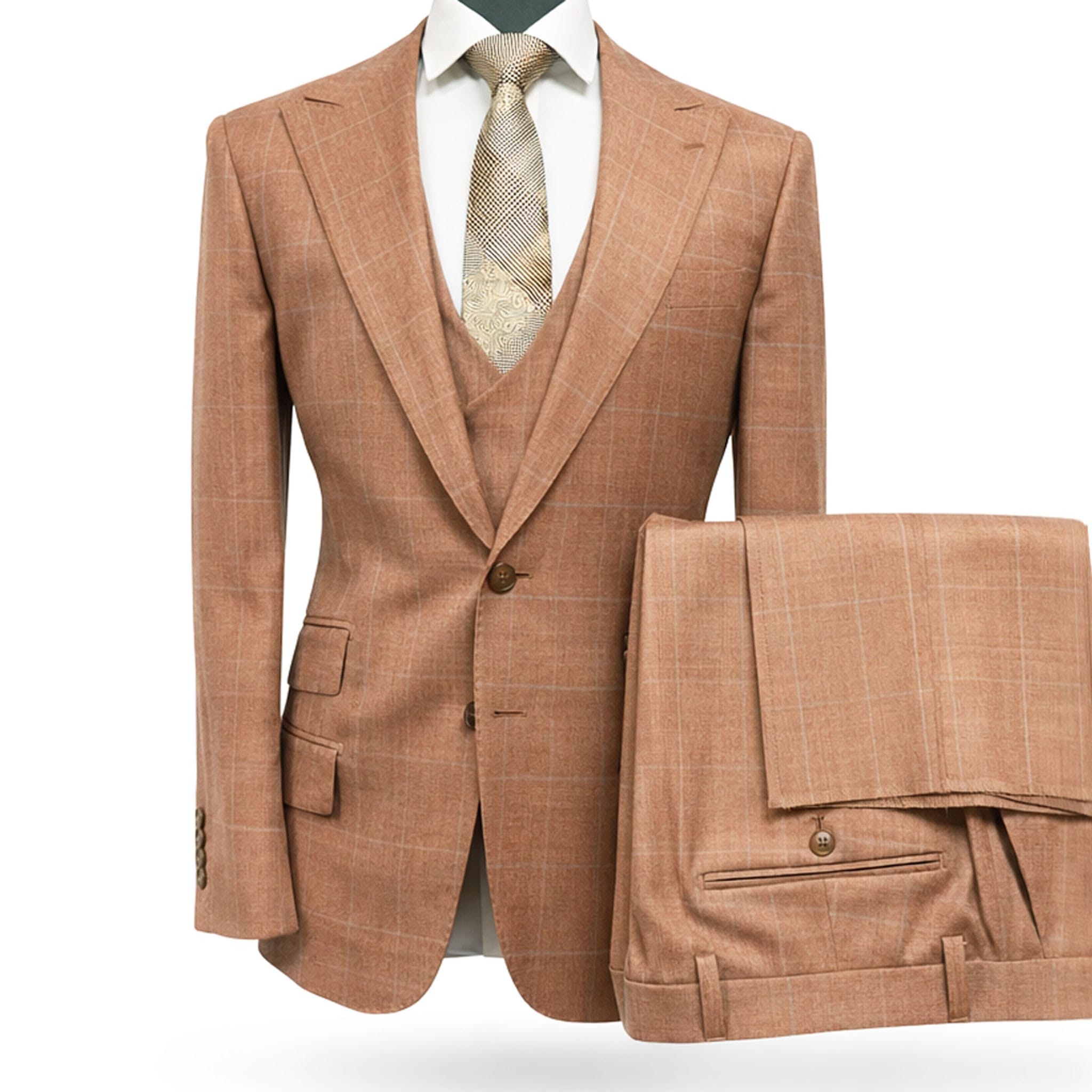 tiglio u sm 26088 / 40 reg prosecco by  tiglio three-piece modern fit suit with peak lapel and flat front pants