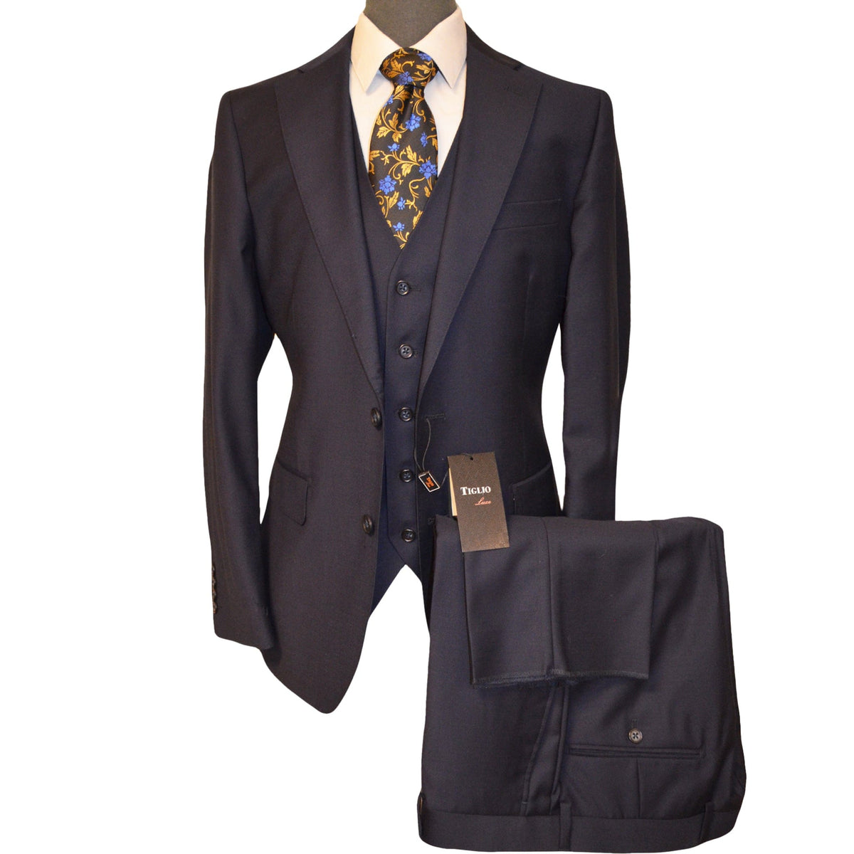 TIGLIO U SM NAVY 1036 / 38 SHORT TIGLIO LUXE / DOLCETTO VESTED MODERN FIT SUIT