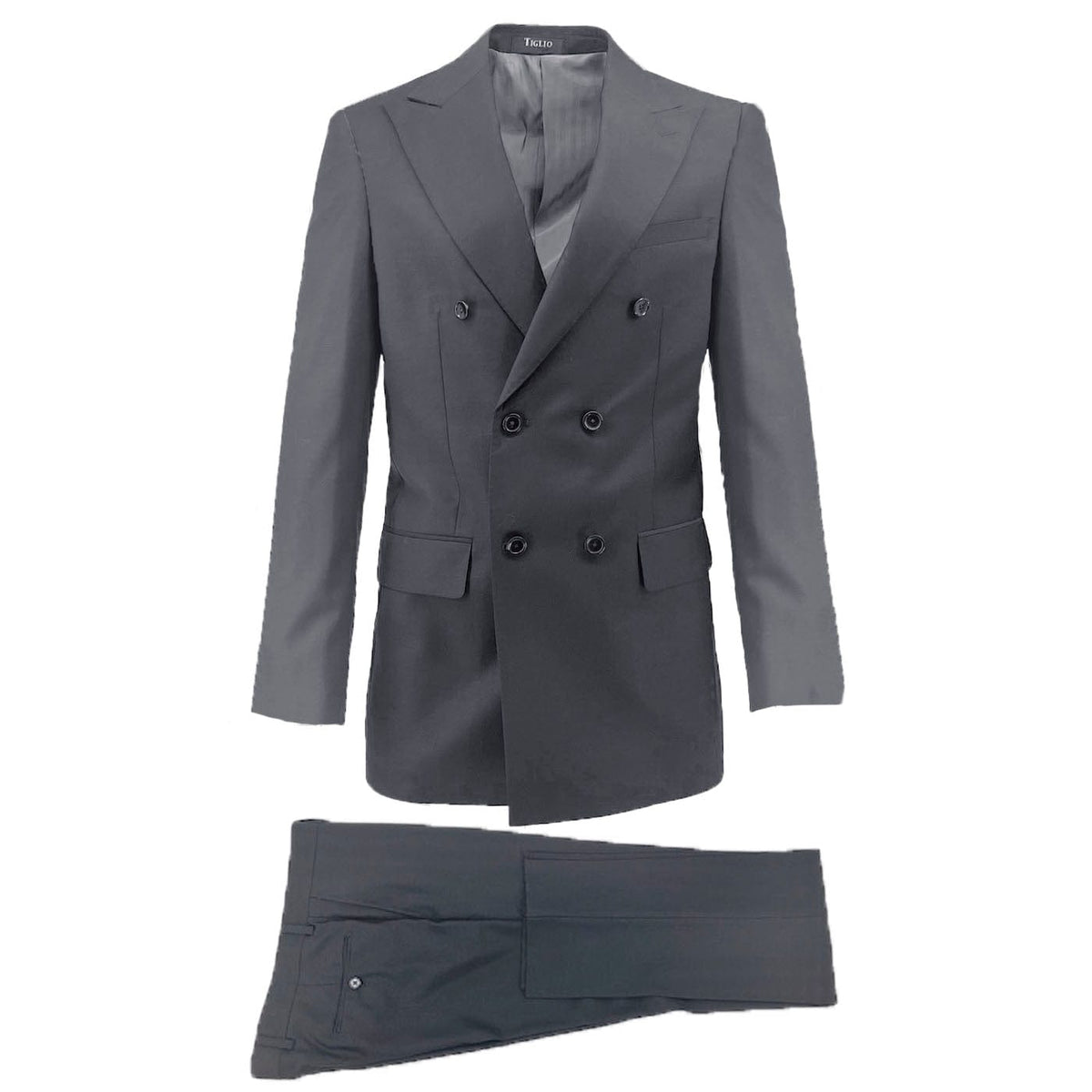 TIGLIO U SM GRAY 1010 / 38 SHORT TIGLIO LUXE / PISTOIA DOUBLE BREASTED MODERN FIT SUIT