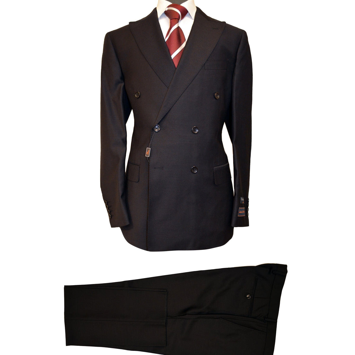 TIGLIO U SM BLACK 1001 / 38 SHORT TIGLIO LUXE / PISTOIA DOUBLE BREASTED MODERN FIT SUIT