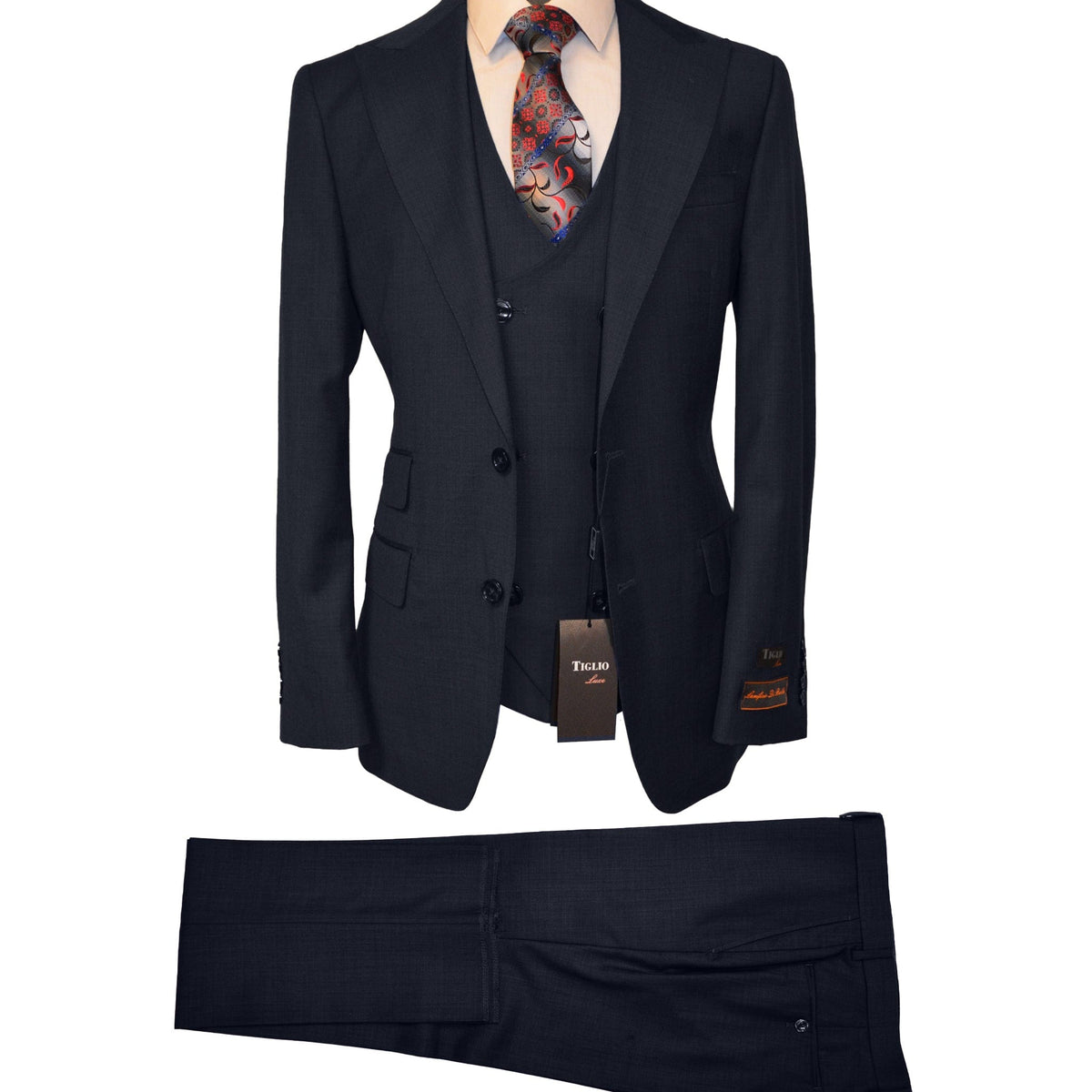 TIGLIO U SM BLACK 1001 / 38 SHORT TIGLIO LUXE / PROSECCO VESTED MODERN FIT SUIT